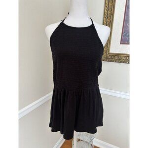 NWT Maurices Womens Size XL Black Smocked Halter Top Babydoll